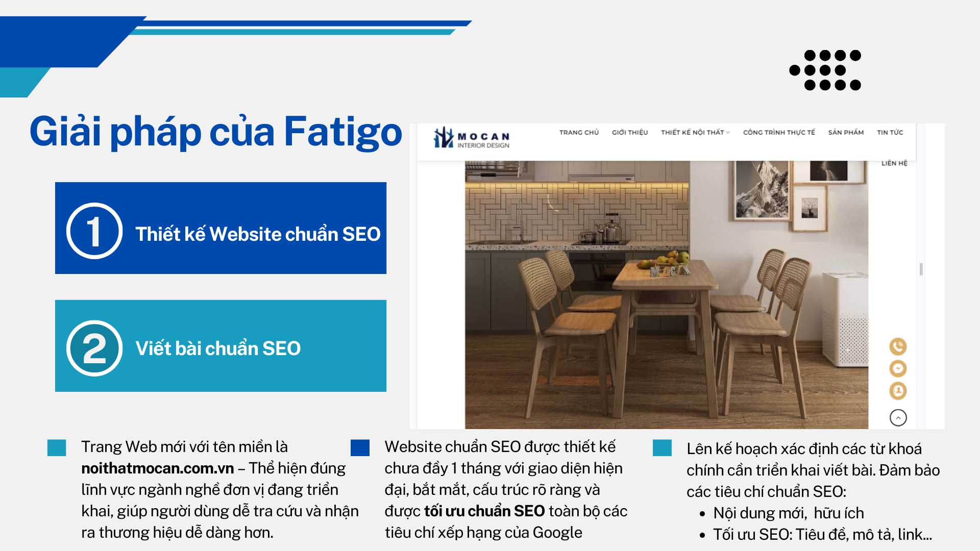 dự án thiết kế website chuẩn seo