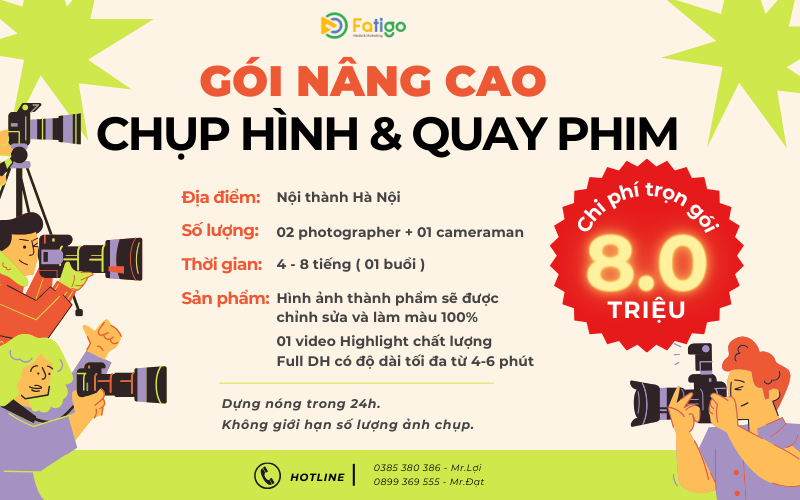 Bảng giá gói chụp hình cơ bản tại Fatigo