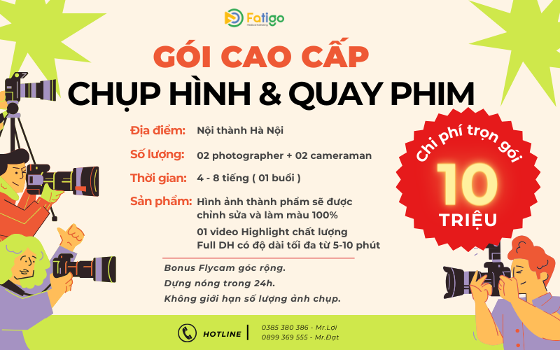 Bảng giá gói chụp hình cơ bản tại Fatigo